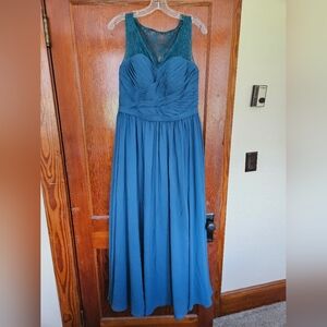 Azazie Blue Polyester Bridesmaid Prom Sleeveless Maxi Dress Custom Sized
